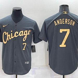 Men Chicago White Sox #7 Tim Anderson Charcoal 2022 All-Star Cool Base Stitched Baseball Jersey