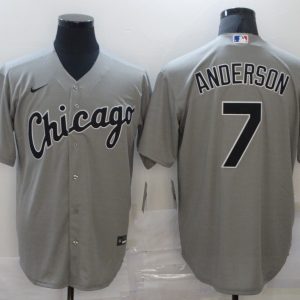 Men Chicago White Sox #7 Tim Anderson Grey Cool Base Stitched MLB Jersey