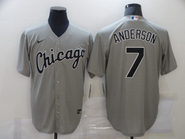 Men Chicago White Sox #7 Tim Anderson Grey Cool Base Stitched MLB Jersey