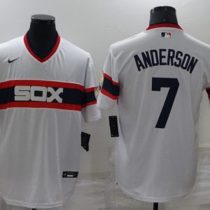 Men Chicago White Sox #7 Tim Anderson Throwback Cool Base Stitched Jersey