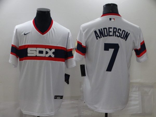 Men Chicago White Sox #7 Tim Anderson Throwback Cool Base Stitched Jersey