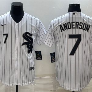 Men Chicago White Sox #7 Tim Anderson White Cool Base Stitched Jersey