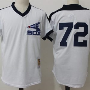 Men Chicago White Sox #72 Carlton Fisk Mitchell & Ness White Cooperstown Mesh Batting Practice Stitched MLB Jersey