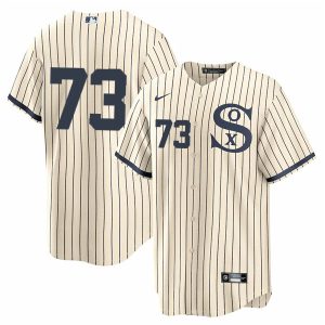 Men Chicago White Sox #73 Yermin Mercedes 2021 Cream/Navy Field of Dreams Cool Base Stitched Jersey