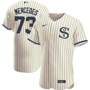 Men Chicago White Sox #73 Yermin Mercedes 2021 Cream/Navy Field of Dreams Name&Number Flex Base Stitched Jersey