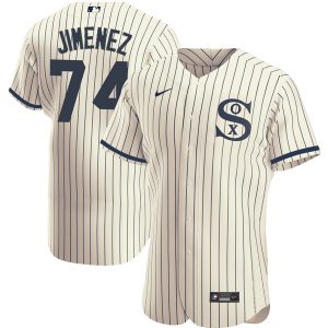 Men Chicago White Sox #74 Eloy Jimenez 2021 Cream/Navy Field of Dreams Name&Number Flex Base Stitched Jersey