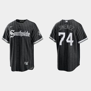 Men Chicago White Sox #74 Eloy Jimenez Black 2021 City Connect Cool Base Stitched MLB Jersey