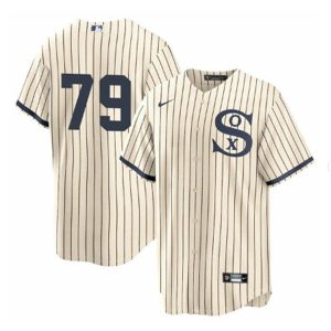 Men Chicago White Sox #79 Jose Abreu 2021 Cream/Navy Field Of Dreams Cool Base Stitched Jersey