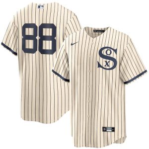 Men Chicago White Sox #88 Luis Robert 2021 Cream/Navy Field of Dreams Cool Base Stitched Jersey