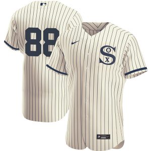 Men Chicago White Sox #88 Luis Robert 2021 Cream/Navy Field of Dreams Flex Base Stitched Jersey