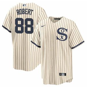 Men Chicago White Sox #88 Luis Robert 2021 Cream/Navy Name&Number Field of Dreams Cool Base Stitched Jersey