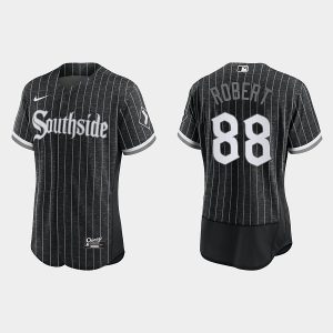 Men Chicago White Sox #88 Luis Robert Black 2021 City Connect Replica Flex Base Stitched MLB Jersey