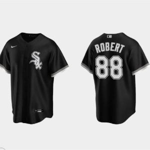 Men Chicago White Sox #88 Luis Robert Black Cool Base Stitched Jersey