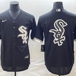 Men Chicago White Sox Black Team Big Logo Cool Base Stitched Jersey