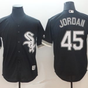 Men Chicago White Sox Blank #45 Michael Jordan Black Cool Base Stitched MLB Jersey