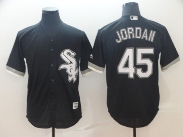 Men Chicago White Sox Blank #45 Michael Jordan Black Cool Base Stitched MLB Jersey