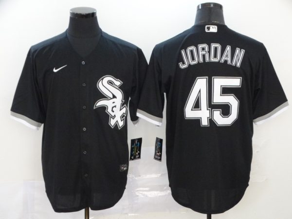 Men Chicago White Sox Blank #45 Michael Jordan Black Cool Base Stitched MLB Jersey