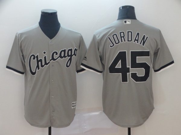 Men Chicago White Sox Blank #45 Michael Jordan Gray Cool Base Stitched MLB Jersey