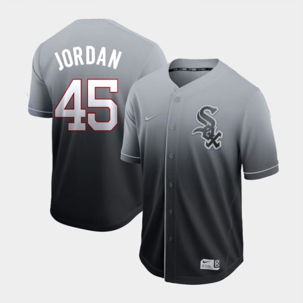 Men Chicago White Sox Blank #45 Michael Jordan Gray Fade Stitched MLB Jersey