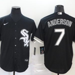 Men Chicago White Sox Blank #7 Tim Anderson Black Cool Base Stitched MLB Jersey