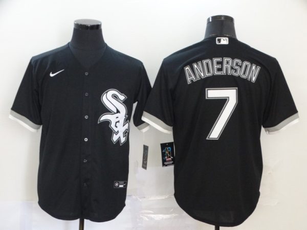 Men Chicago White Sox Blank #7 Tim Anderson Black Cool Base Stitched MLB Jersey