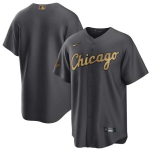 Men Chicago White Sox Blank Charcoal 2022 All-Star Cool Base Stitched Baseball Jersey