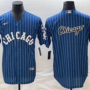 Men Chicago White Sox Navy Team Big Logo Cool Base Stitched Jersey