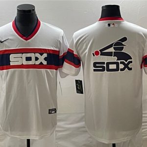 Men Chicago White Sox White Team Big Logo Cool Base Stitched Jersey