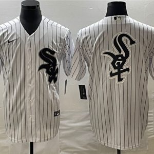 Men Chicago White Sox White Team Big Logo Cool Base Stitched Jersey