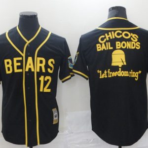 Men Chico's bail bonds bad news bears #12 black Stitched Jersey