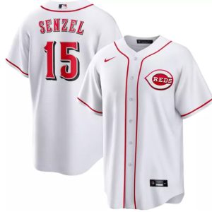 Men Cincinnati Reds #15 Nick Senzel White Cool Base Stitched Baseball Jersey