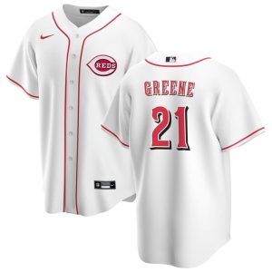 Men Cincinnati Reds #21 Hunter Greene White Cool Base Stitched Baseball Jersey