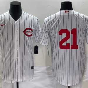 Men Cincinnati Reds #21 Hunter Greene White Field of Dreams Stitched Baseball Jersey