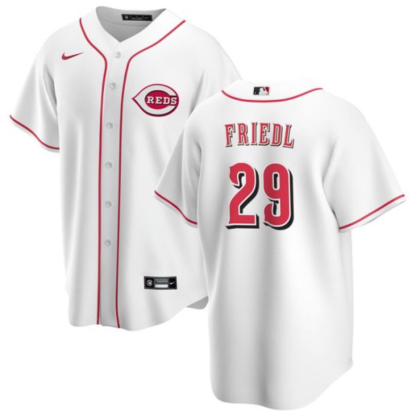 Men Cincinnati Reds #29 TJ Friedl White Cool Base Stitched Baseball Jersey