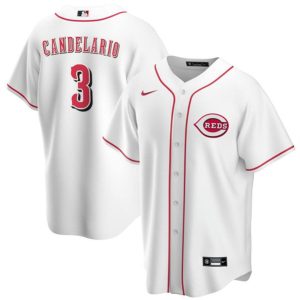 Men Cincinnati Reds #3 Jeimer Candelario White Cool Base Stitched Baseball Jersey