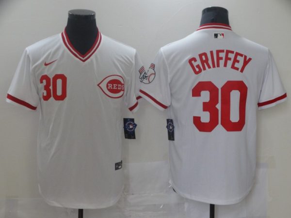 Men Cincinnati Reds #30 Ken Griffey White Cool Base Stitched MLB Jersey