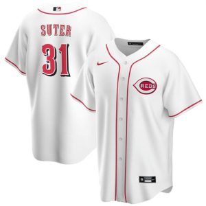 Men Cincinnati Reds #31 Brent Suter White Cool Base Stitched Baseball Jersey