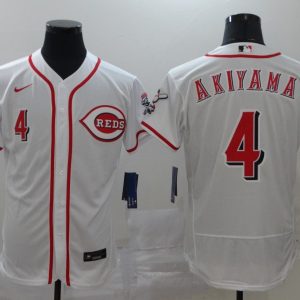 Men Cincinnati Reds #4 Shogo Akiyama White Flex Base Stitched MLB Jersey