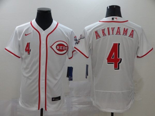 Men Cincinnati Reds #4 Shogo Akiyama White Flex Base Stitched MLB Jersey