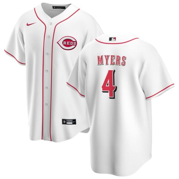 Men Cincinnati Reds #4 Wil Myers White Cool Base Stitched Baseball Jersey