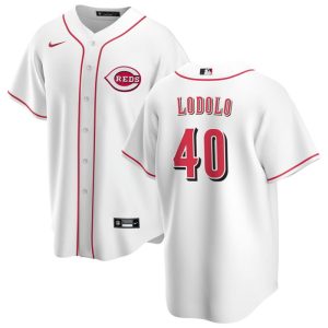 Men Cincinnati Reds #40 Nick Lodolo White Cool Base Stitched Baseball Jersey