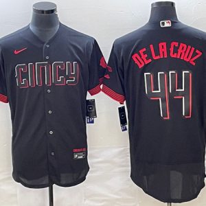 Men Cincinnati Reds #44 Elly De La Cruz Black 2023 City Connect Flex Base Stitched Jersey