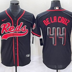 Men Cincinnati Reds #44 Elly De La Cruz Black Cool Base Stitched Baseball Jersey