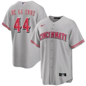 Men Cincinnati Reds #44 Elly De La Cruz Gray Cool Base Stitched Baseball Jersey