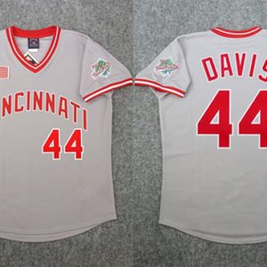 Men Cincinnati Reds #44 Eric Davis Gray 1990 World Series Stitched Jersey