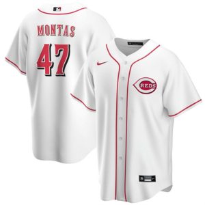 Men Cincinnati Reds #47 Frankie Montas White Cool Base Stitched Baseball Jersey