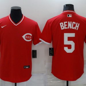 Men Cincinnati Reds #5 Johnny Bench Red Stitched Baseball Jersey