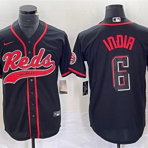 Men Cincinnati Reds #6 Jonathan India Black 2023 City Connect Cool Base Stitched Baseball Jersey