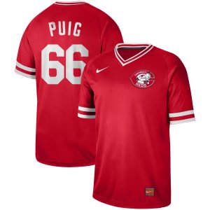 Men Cincinnati Reds #66 Yasiel Puig Red Cooperstown Collection LegendStitched MLB Jersey