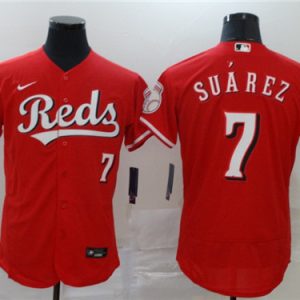 Men Cincinnati Reds #7 Eugenio Suárez Reds Flex Base Stitched MLB Jersey